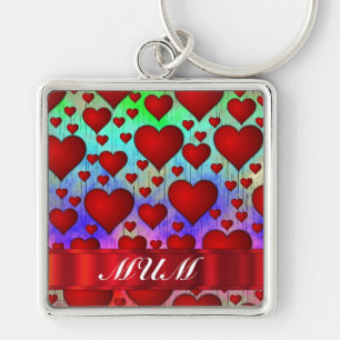 Porte-clés Journée des mères motifs de coeur rouge