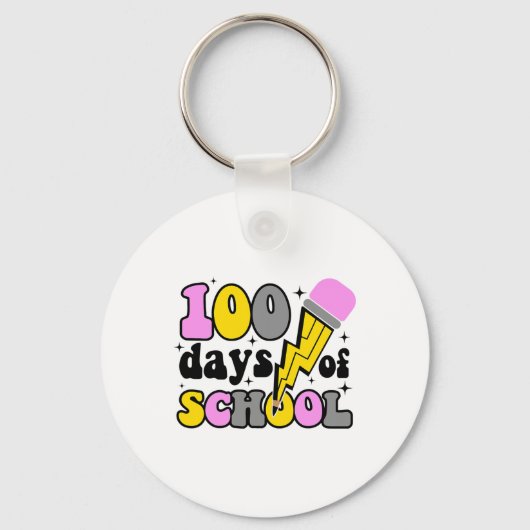Porte-clés Jours D'école Éclair Crayon Enseignant 100ème (Recto)