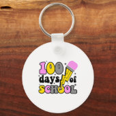 Porte-clés Jours D'école Éclair Crayon Enseignant 100ème (Recto)