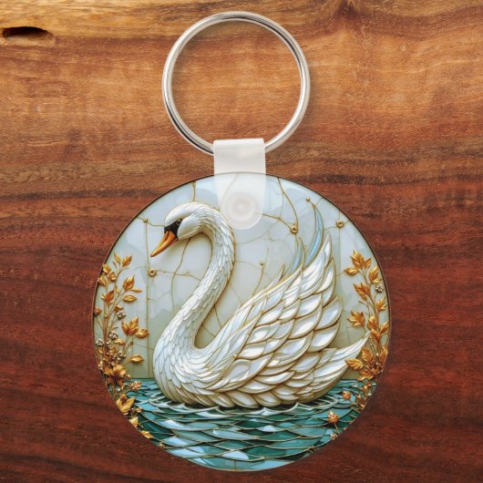 Porte-clés Joyau de cygne Tons Vitrail #1 (Recto)