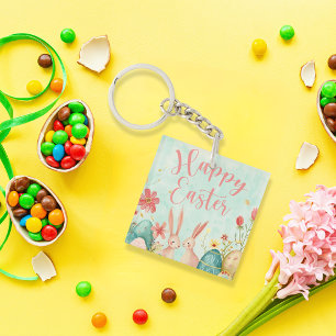 Porte-clés Joyeuse aquarelle vert pâle de Pâques
