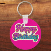 Porte-clés Joyeuse conception de typographie d'anniversaire e (Recto)