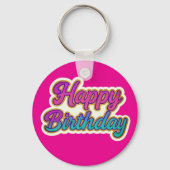 Porte-clés Joyeuse conception de typographie d'anniversaire e (Verso)