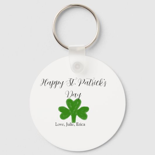 Porte-clés Joyeuse fête de la Saint-Patrick trèfle vert nom (Recto)