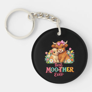 Porte-clés Joyeuse fête des mères à la maman vache highland é