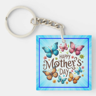 Porte-clés Joyeuse fête des Mères avec papillons Clipart