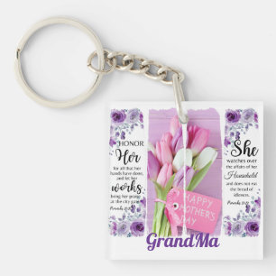 Porte-clés Joyeuse fête des mères Éclats de pinceau de fleurs