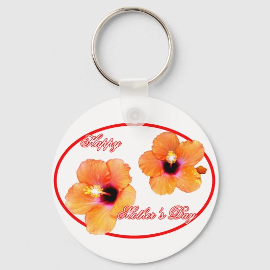 Porte-clés Joyeuse fête des mères Hibiscus Transp Red Oval jG (Recto)