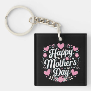 Porte-clés Joyeuse fête des Mères Maman mignonne florale Gran