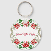 Porte-clés Joyeuse Fête des mères Rose rouge Floral Vert mign (Recto)