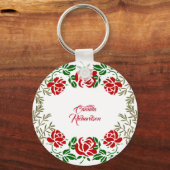 Porte-clés Joyeuse Fête des mères Rose rouge Floral Vert mign (Verso)