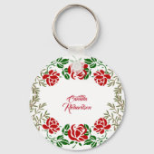 Porte-clés Joyeuse Fête des mères Rose rouge Floral Vert mign (Verso)
