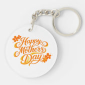 Porte-clés Joyeuse Fête des Mères simple calligraphie florale (Dos)