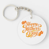 Porte-clés Joyeuse Fête des Mères simple calligraphie florale (Devant)