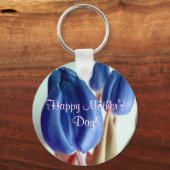 Porte-clés Joyeuse Fête des Mères Tulipes Bleues (Recto)