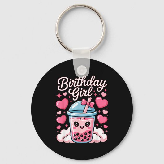 Porte-clés Joyeuse Fille D'anniversaire Arc Rose Mignon Bubbl (Recto)