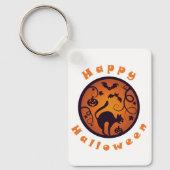 Porte-clés Joyeuse lanterne d'Halloween araignées et chauves- (Recto)