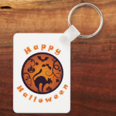 Porte-clés Joyeuse lanterne d'Halloween araignées et chauves- (Verso)