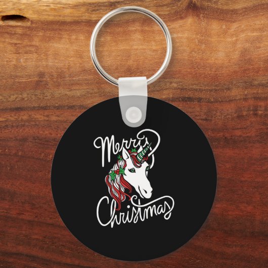 Porte-clés joyeuse licorne de noël (Recto)