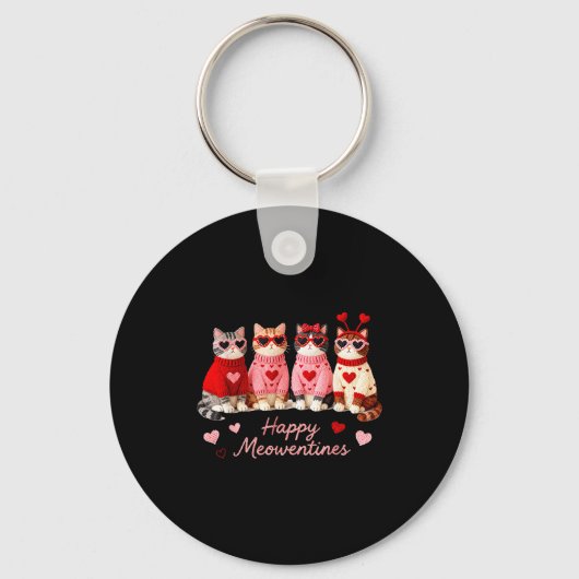 Porte-clés Joyeuse Meowentines Mignon Chat Saint-Valentin Amo (Recto)