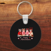 Porte-clés Joyeuse Meowentines Mignon Chat Saint-Valentin Amo (Recto)