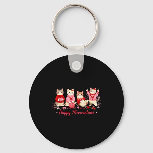 Porte-clés Joyeuse Meowentines Mignon Chat Saint-Valentin Amo (Recto)