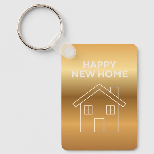 Porte-clés Joyeuse Nouvelle Maison - Fond dégradé or (Recto)