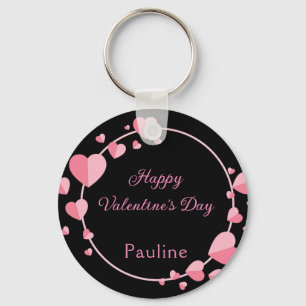 Porte-clés Joyeuse Saint Valentin au coeur rose mou