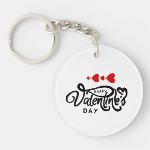 Porte-clés Joyeuse Saint-Valentin calligraphie Cœurs Rouges F