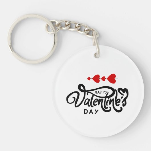 Porte-clés Joyeuse Saint-Valentin calligraphie Cœurs Rouges F (Devant)