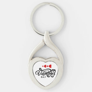Porte-clés Joyeuse Saint-Valentin calligraphie Cœurs Rouges F