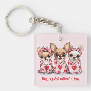 Porte-clés Joyeuse Saint-Valentin Chiens Chihuahua