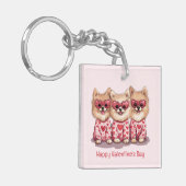 Porte-clés Joyeuse Saint-Valentin Chiens Pomeranian (Devant gauche)