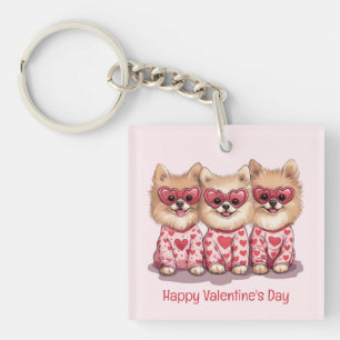 Porte-clés Joyeuse Saint-Valentin Chiens Pomeranian
