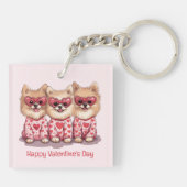 Porte-clés Joyeuse Saint-Valentin Chiens Pomeranian (Dos)