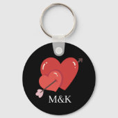 Porte-clés Joyeuse Saint-Valentin cœurs d'amour monogramme (Recto)
