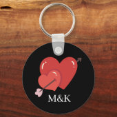 Porte-clés Joyeuse Saint-Valentin cœurs d'amour monogramme (Verso)
