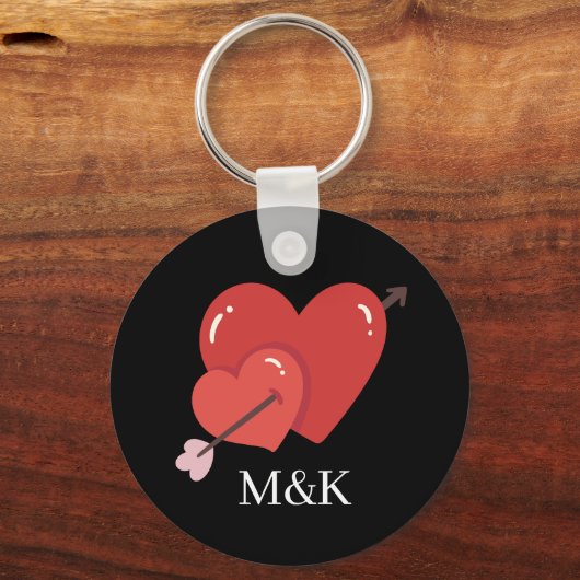 Porte-clés Joyeuse Saint-Valentin cœurs d'amour monogramme (Recto)