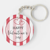 Porte-clés Joyeuse Saint-Valentin Cœurs Rayures Acrylique (Dos)