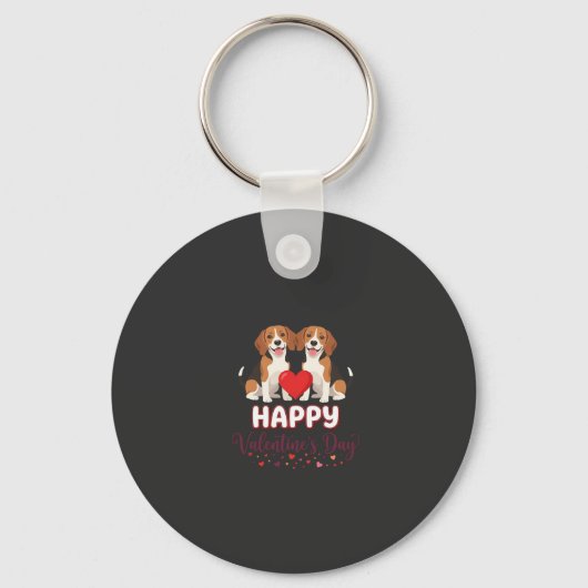 Porte-clés Joyeuse Saint-Valentin Couple Beagle (Recto)