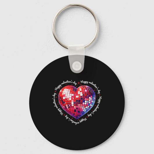 Porte-clés Joyeuse Saint-Valentin Drôle Coquette Rouge Disco (Recto)