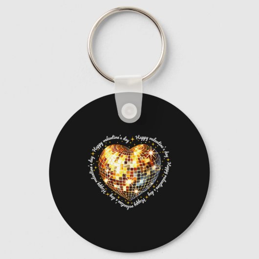 Porte-clés Joyeuse Saint-Valentin Drôle Or Coquette Disco Bal (Recto)