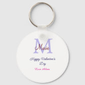 Porte-clés Joyeuse Saint-Valentin pastel violet monogramme ro (Verso)