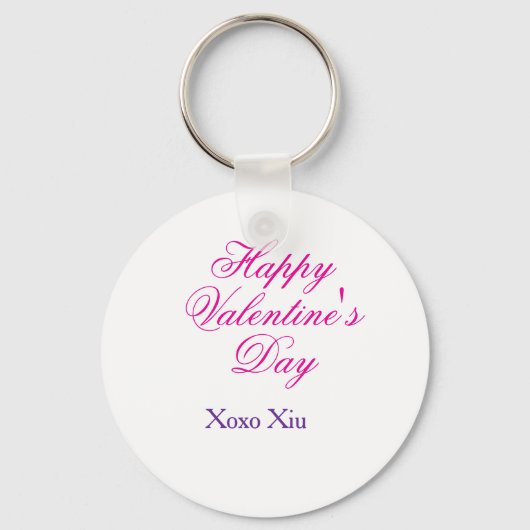 Porte-clés Joyeuse Saint-Valentin rose violet xoxo amour nom (Recto)