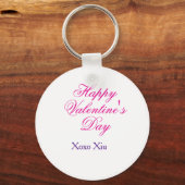 Porte-clés Joyeuse Saint-Valentin rose violet xoxo amour nom (Verso)