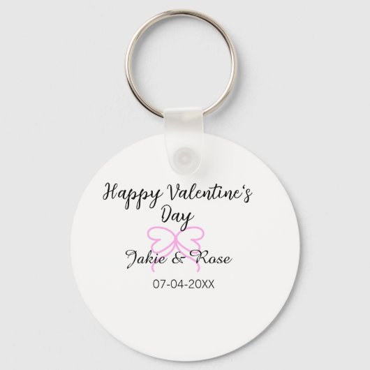 Porte-clés Joyeuse Saint-Valentin ruban bow nom date sty (Recto)