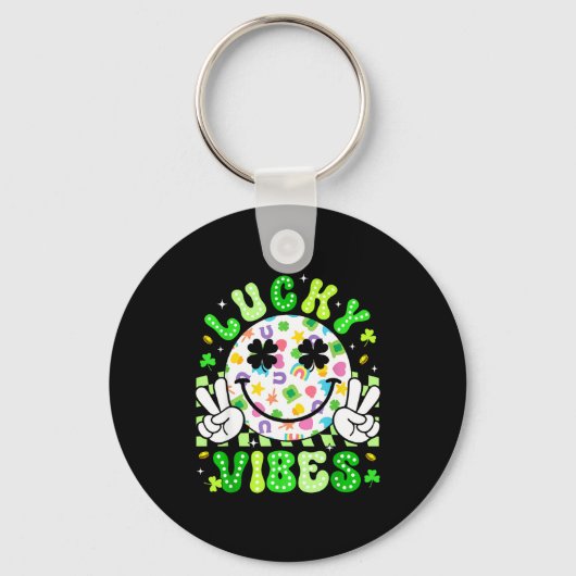 Porte-clés Joyeuse st patricks day vibes chanceuses trèfle fe (Recto)