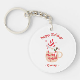 Porte-clés Joyeuses fêtes - Mug Rose Chaud cacao Joyer et bri