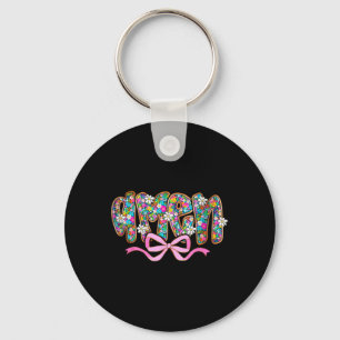 Porte-clés Joyeuses Pâques Amen Floral Préppy Verset de la Bi