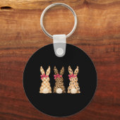 Porte-clés Joyeuses Pâques Léopard Lapin Coquette Arc Fille F (Recto)